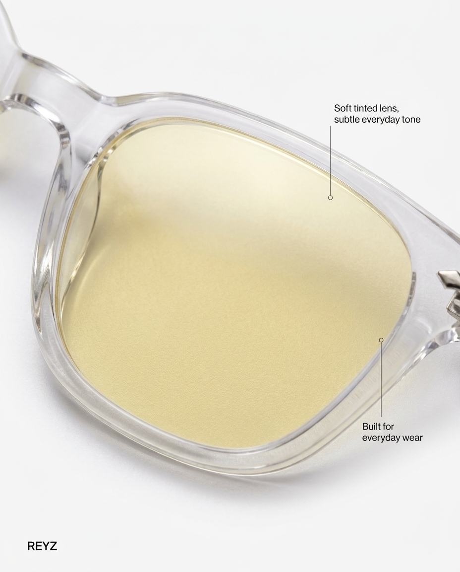R1 Sade - soft tinted lens detail, built for everyday wear